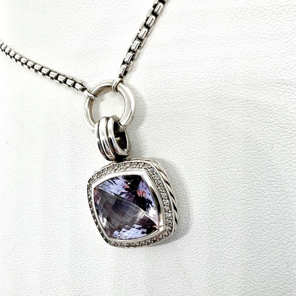 David Yurman Albion 14mm Lavender Amethyst Diamond Pendant Enhancer - Picture 12 of 14